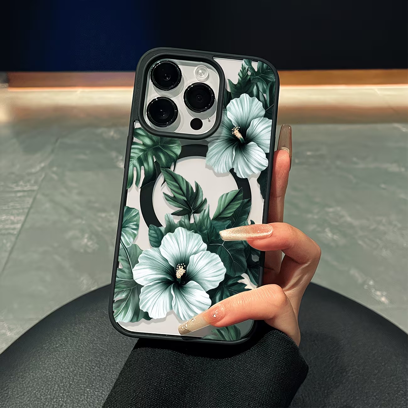 Apple Iphone 15 - Casing Ponsel Motif Bunga Hijau Untuk